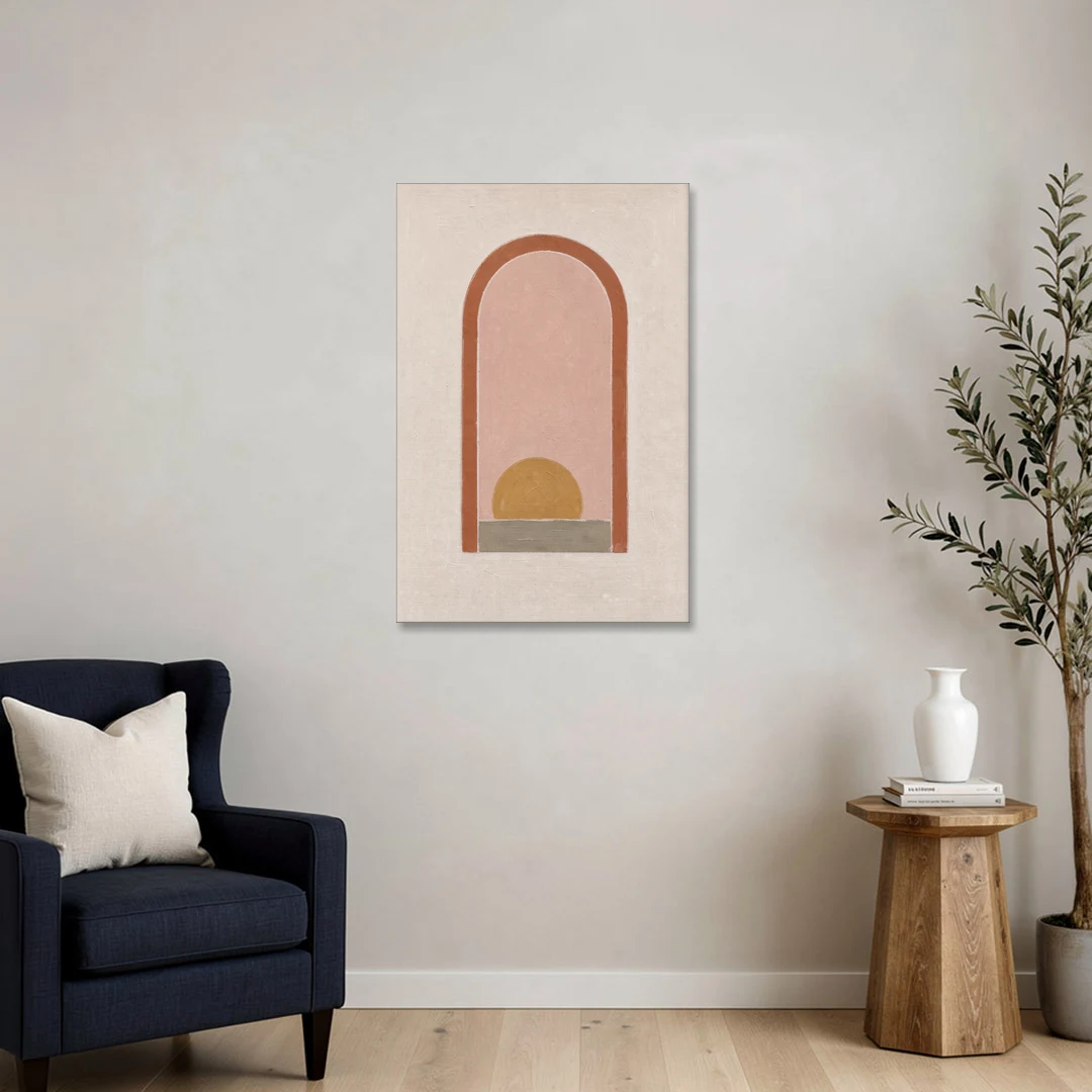 Boho Entryway Decor with Sun in a Tall Arch - Canvas Wall Art - Sofa - 24x36