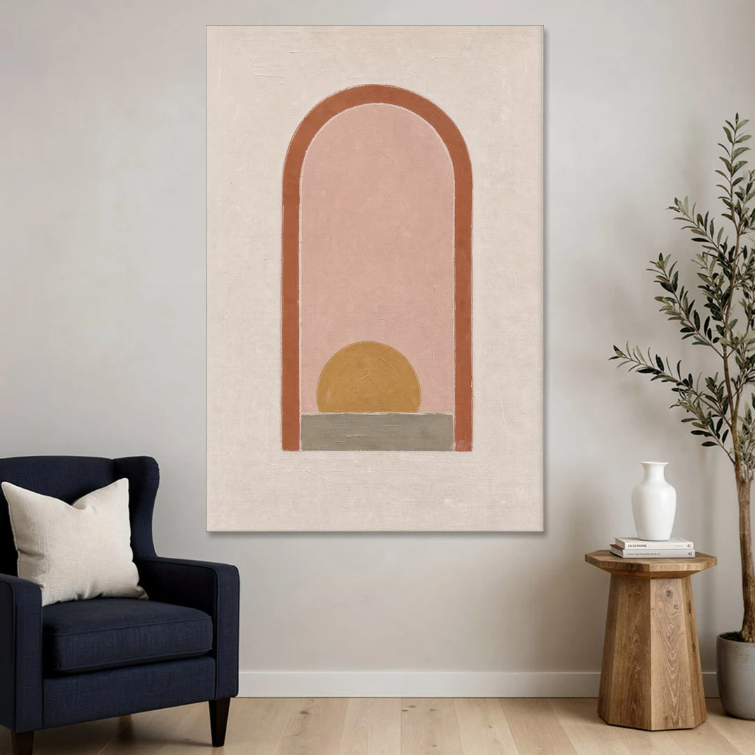 Boho Entryway Decor with Sun in a Tall Arch - Canvas Wall Art - Sofa - 40x60