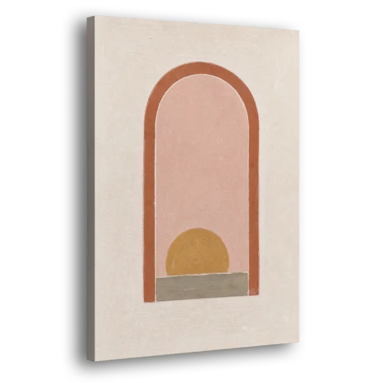 Boho Entryway Decor with Sun in a Tall Arch - Canvas Wall Art - Side