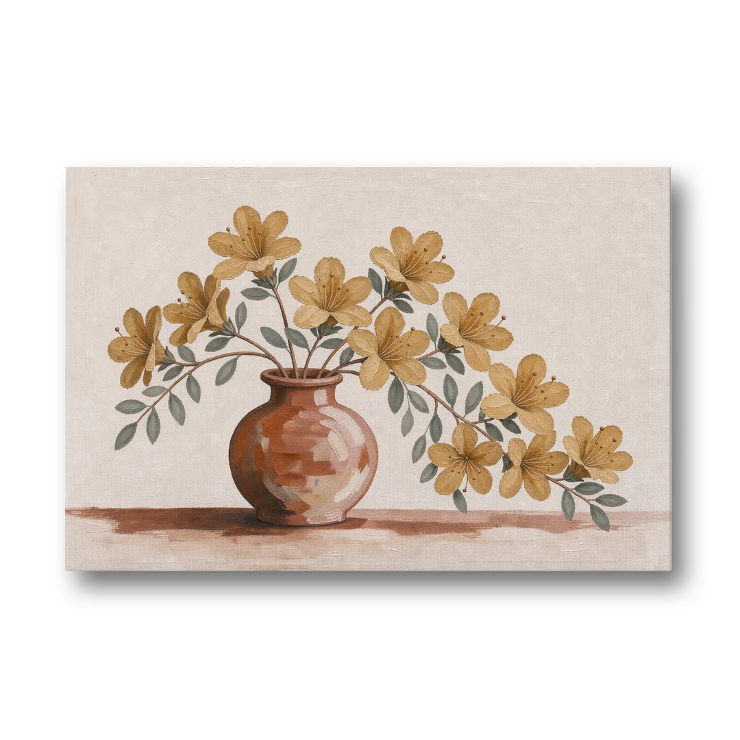 Boho Floral Wall Art with Mustard Azaleas - Canvas Wall Art - Front