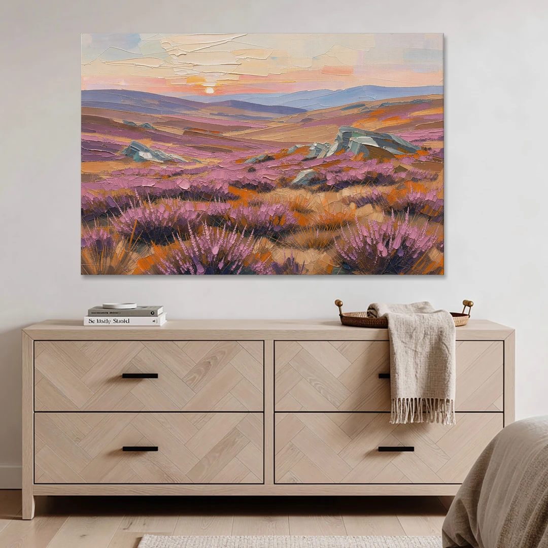Boho Heather Moor at Sunset - Canvas Wall Art - Coffee Table - 60x40
