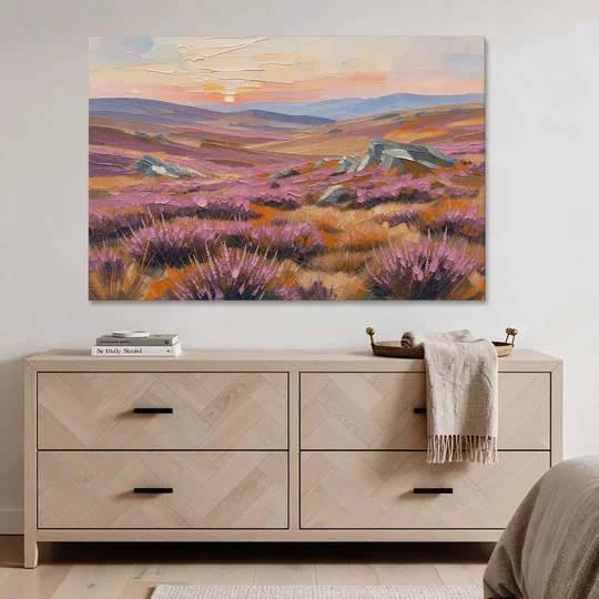 Boho Heather Moor at Sunset - Canvas Wall Art - Coffee Table - 60x40