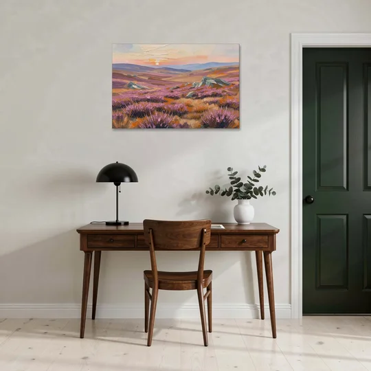Boho Heather Moor at Sunset - Canvas Wall Art - Office - 36x24