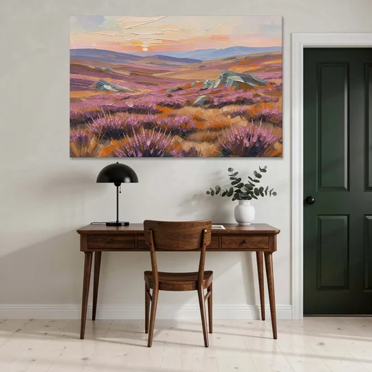 Boho Heather Moor at Sunset - Canvas Wall Art - Office - 60x40