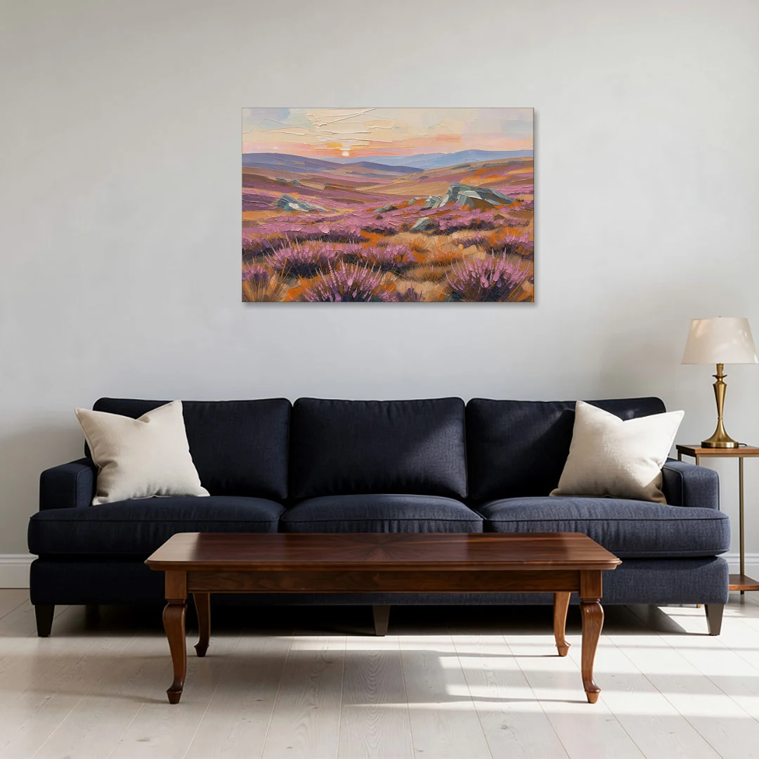 Boho Heather Moor at Sunset - Canvas Wall Art - Sofa - 36x24