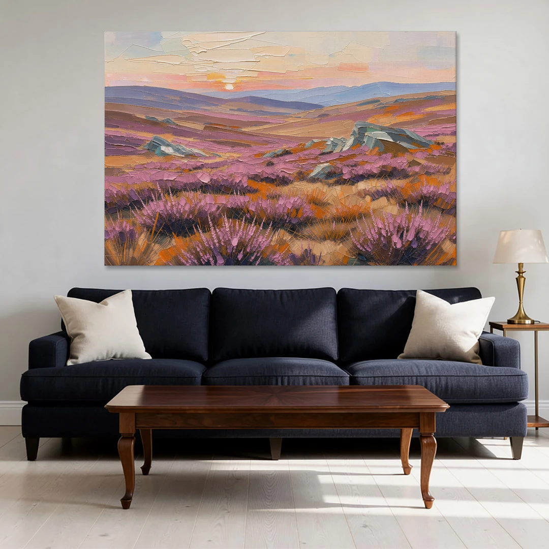 Boho Heather Moor at Sunset - Canvas Wall Art - Sofa - 60x40