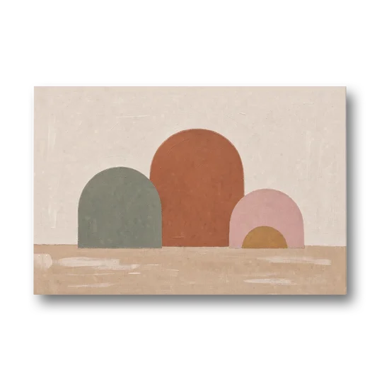 Boho Living Room Wall Art with Three Painted Arches - Canvas Wall Art - Front