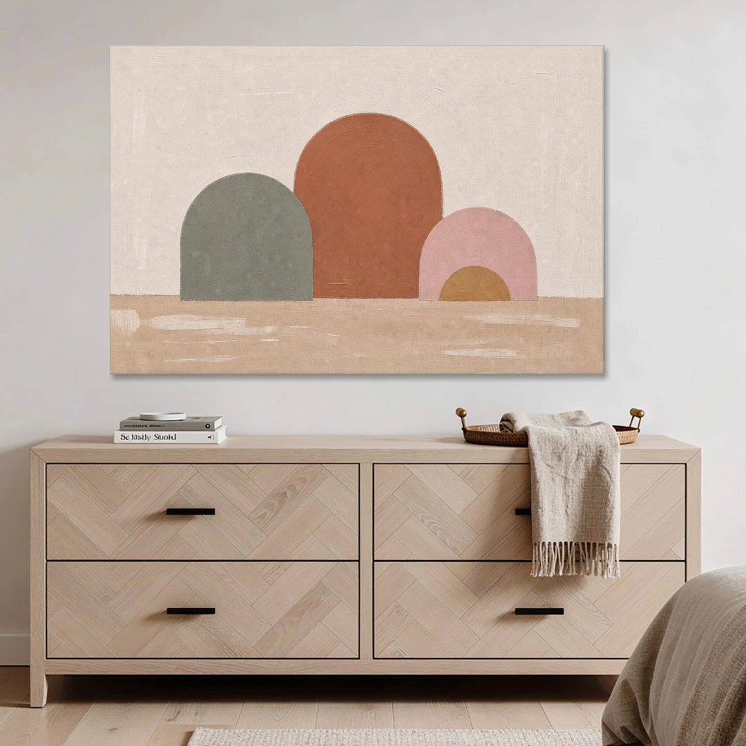 Boho Living Room Wall Art with Three Painted Arches - Canvas Wall Art - Coffee Table - 60x40