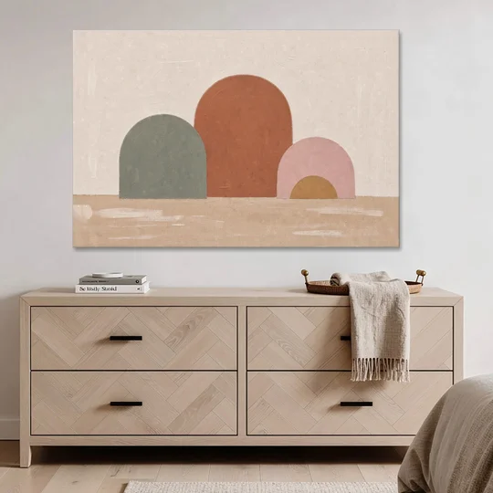 Boho Living Room Wall Art with Three Painted Arches - Canvas Wall Art - Coffee Table - 60x40