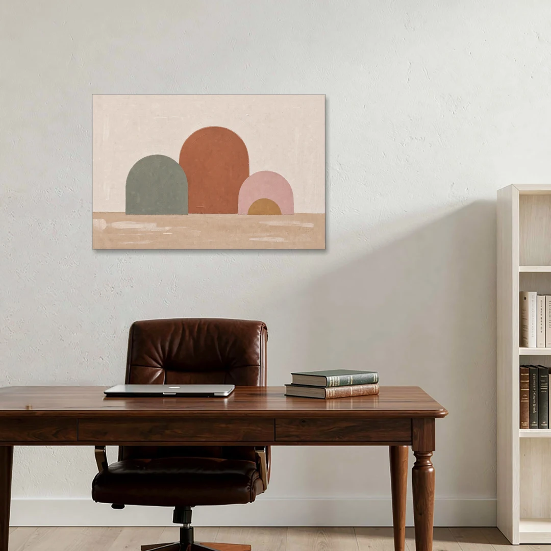Boho Living Room Wall Art with Three Painted Arches - Canvas Wall Art - Office - 36x24