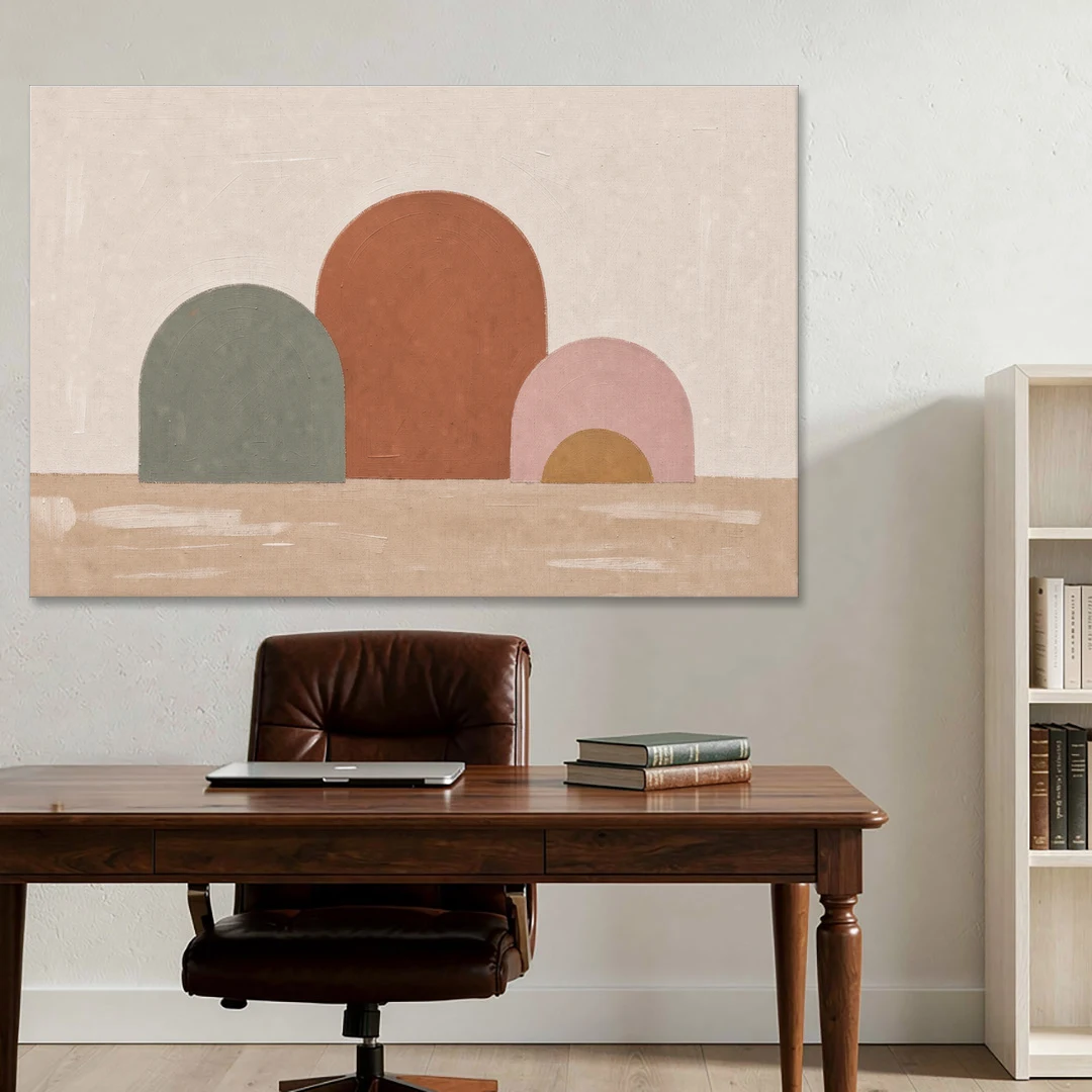 Boho Living Room Wall Art with Three Painted Arches - Canvas Wall Art - Office - 60x40