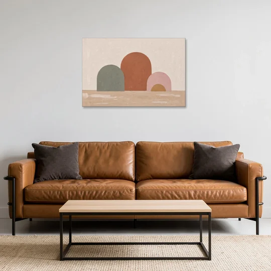 Boho Living Room Wall Art with Three Painted Arches - Canvas Wall Art - Sofa - 36x24