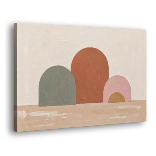 Boho Living Room Wall Art with Three Painted Arches - Canvas Wall Art - Side