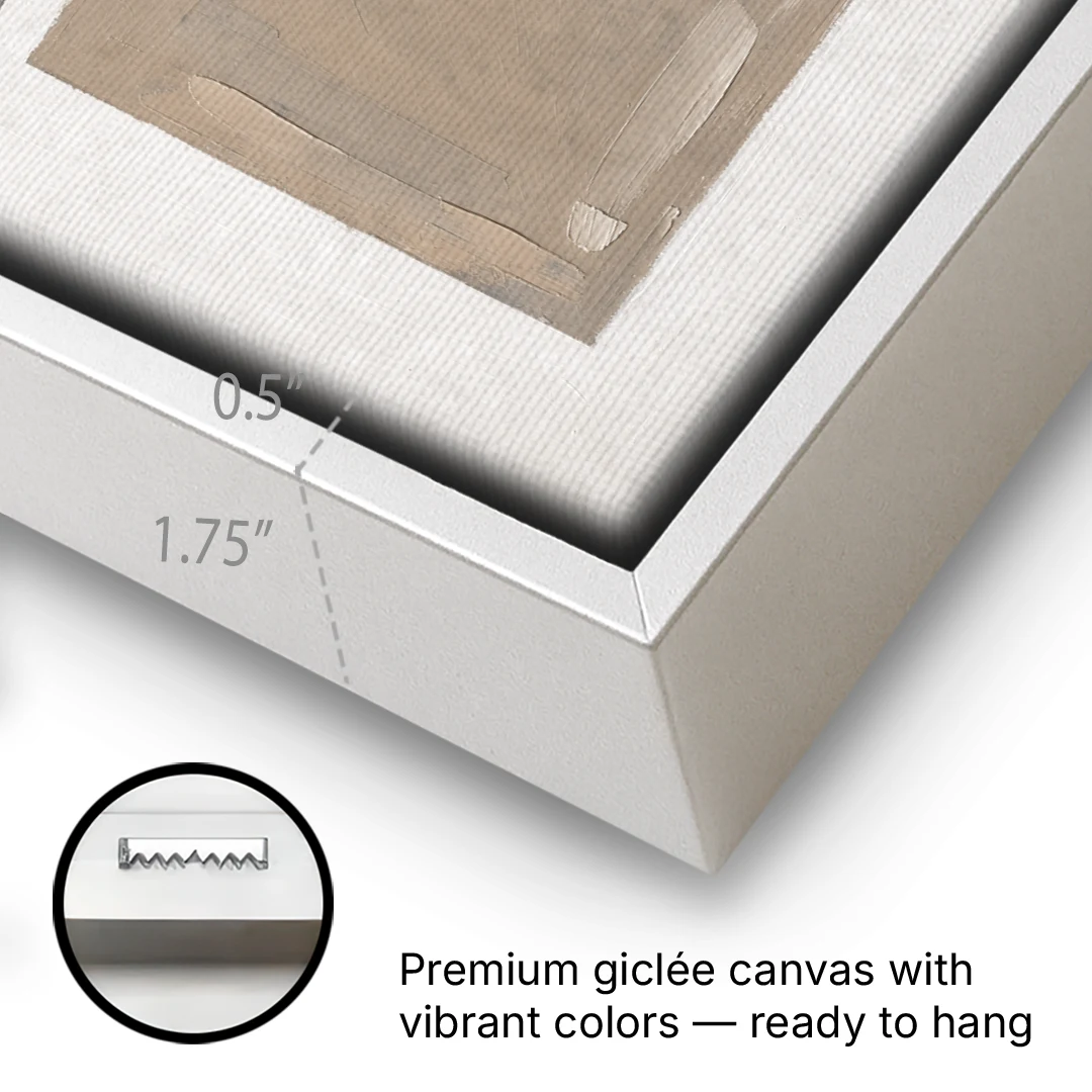 Boho Minimalist Adobe Quarter Circle Under an Ink Arc - White Framed Canvas Wall Art - Gallery Wrap Corner