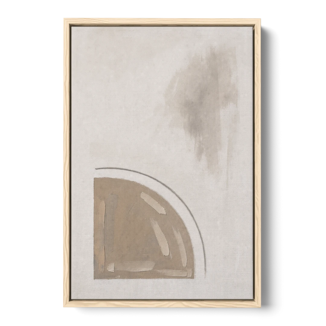 Boho Minimalist Adobe Quarter Circle Under an Ink Arc - Oak Framed Canvas Wall Art - Front