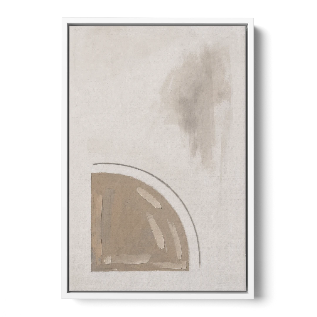 Boho Minimalist Adobe Quarter Circle Under an Ink Arc - White Framed Canvas Wall Art - Front