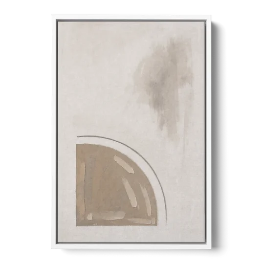 Boho Minimalist Adobe Quarter Circle Under an Ink Arc - White Framed Canvas Wall Art - Front