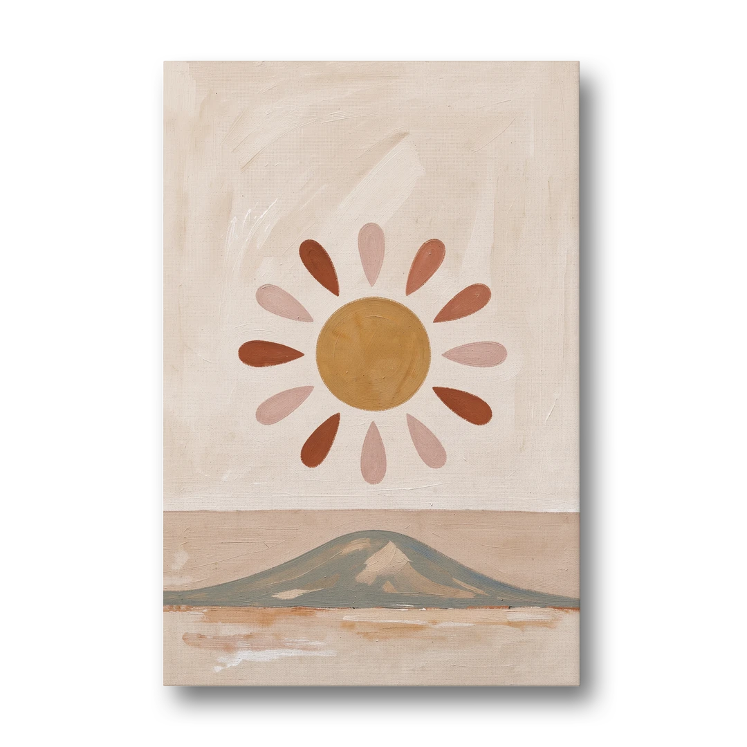 Boho Paintings Sun Rising Over a Gentle Hill - Canvas Wall Art - Front
