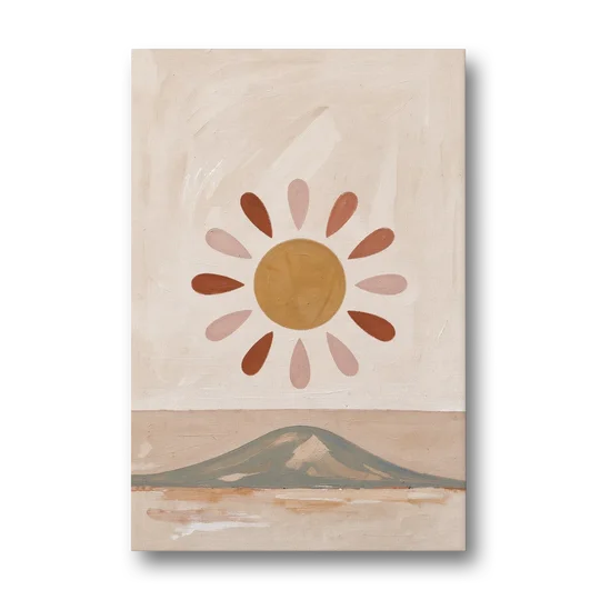 Boho Paintings Sun Rising Over a Gentle Hill - Canvas Wall Art - Front