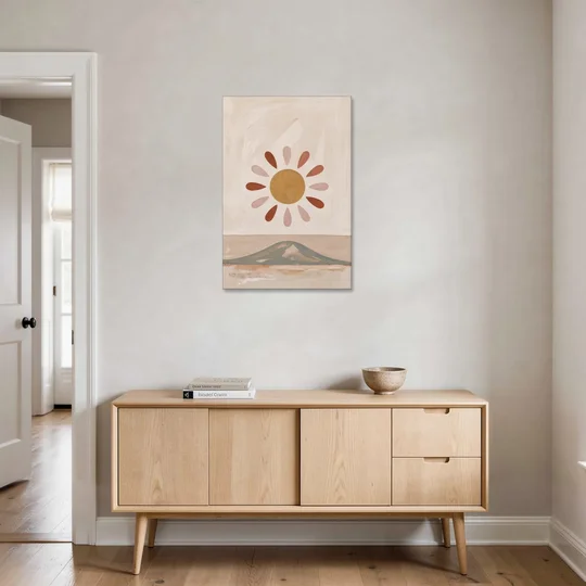 Boho Paintings Sun Rising Over a Gentle Hill - Canvas Wall Art - Coffee Table - 24x36