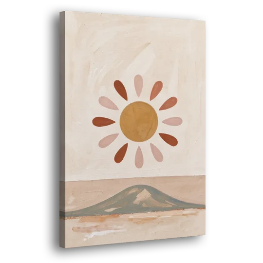 Boho Paintings Sun Rising Over a Gentle Hill - Canvas Wall Art - Side