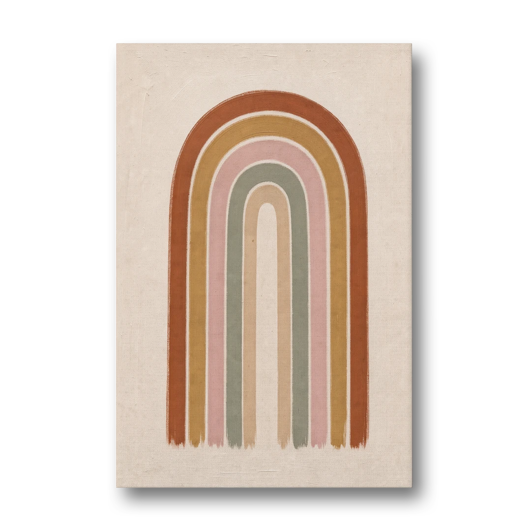Boho Rainbow Canvas with Tall Painted Bands - Canvas Wall Art - Front