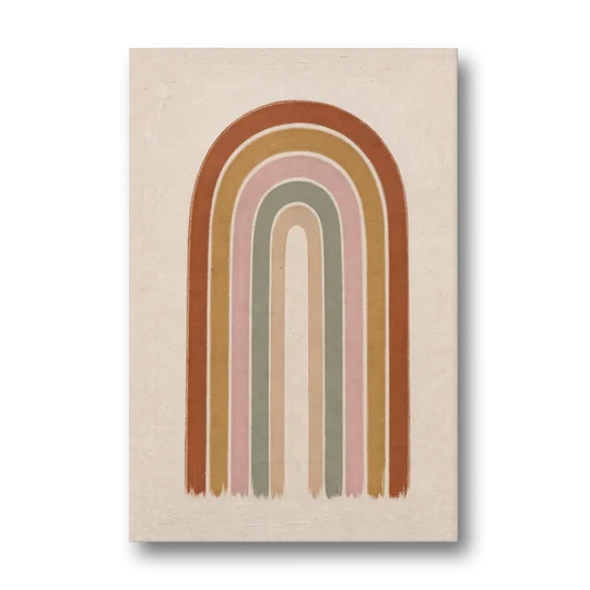 Boho Rainbow Canvas with Tall Painted Bands - Canvas Wall Art - Front