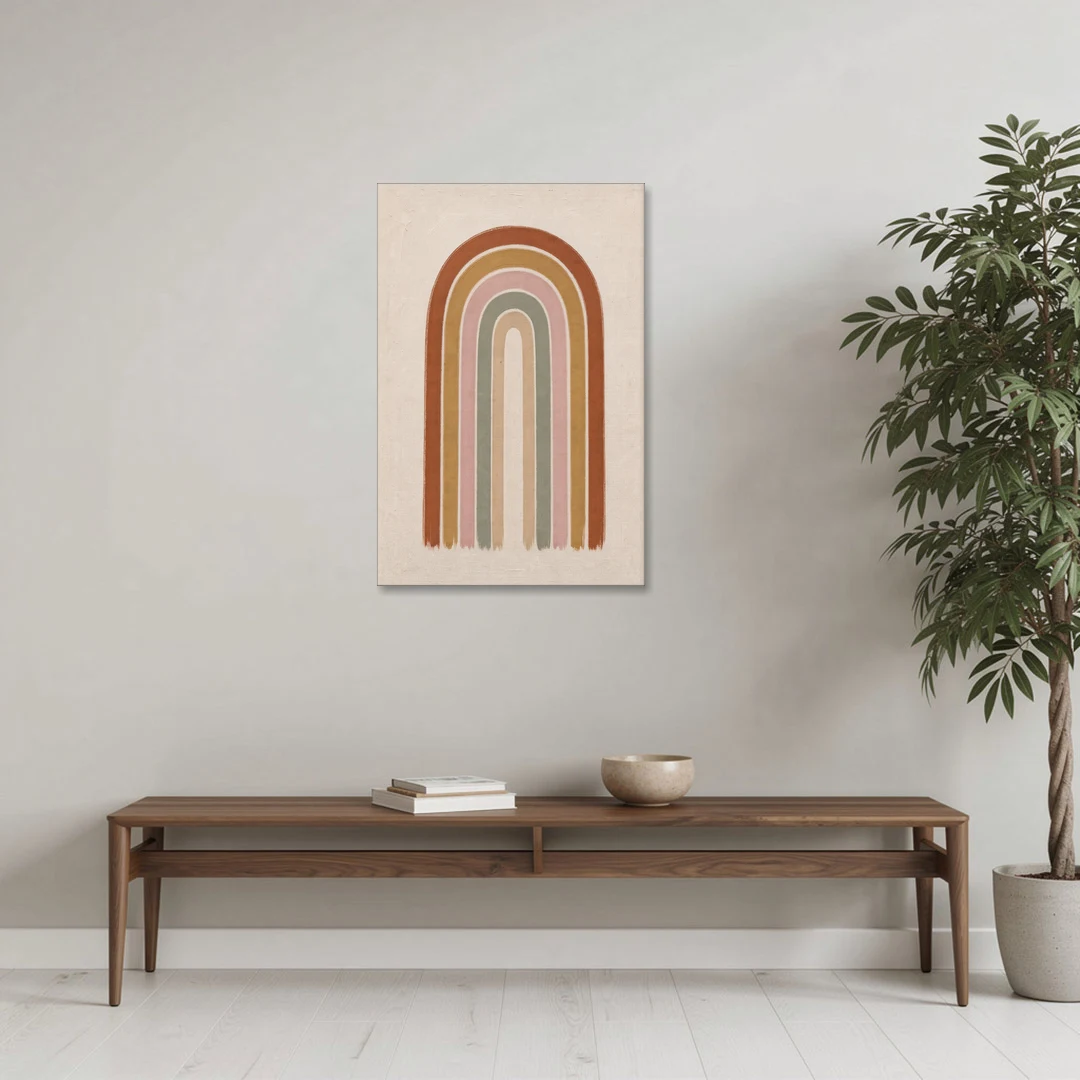 Boho Rainbow Canvas with Tall Painted Bands - Canvas Wall Art - Coffee Table - 24x36