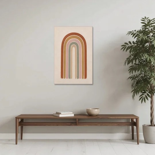 Boho Rainbow Canvas with Tall Painted Bands - Canvas Wall Art - Coffee Table - 24x36
