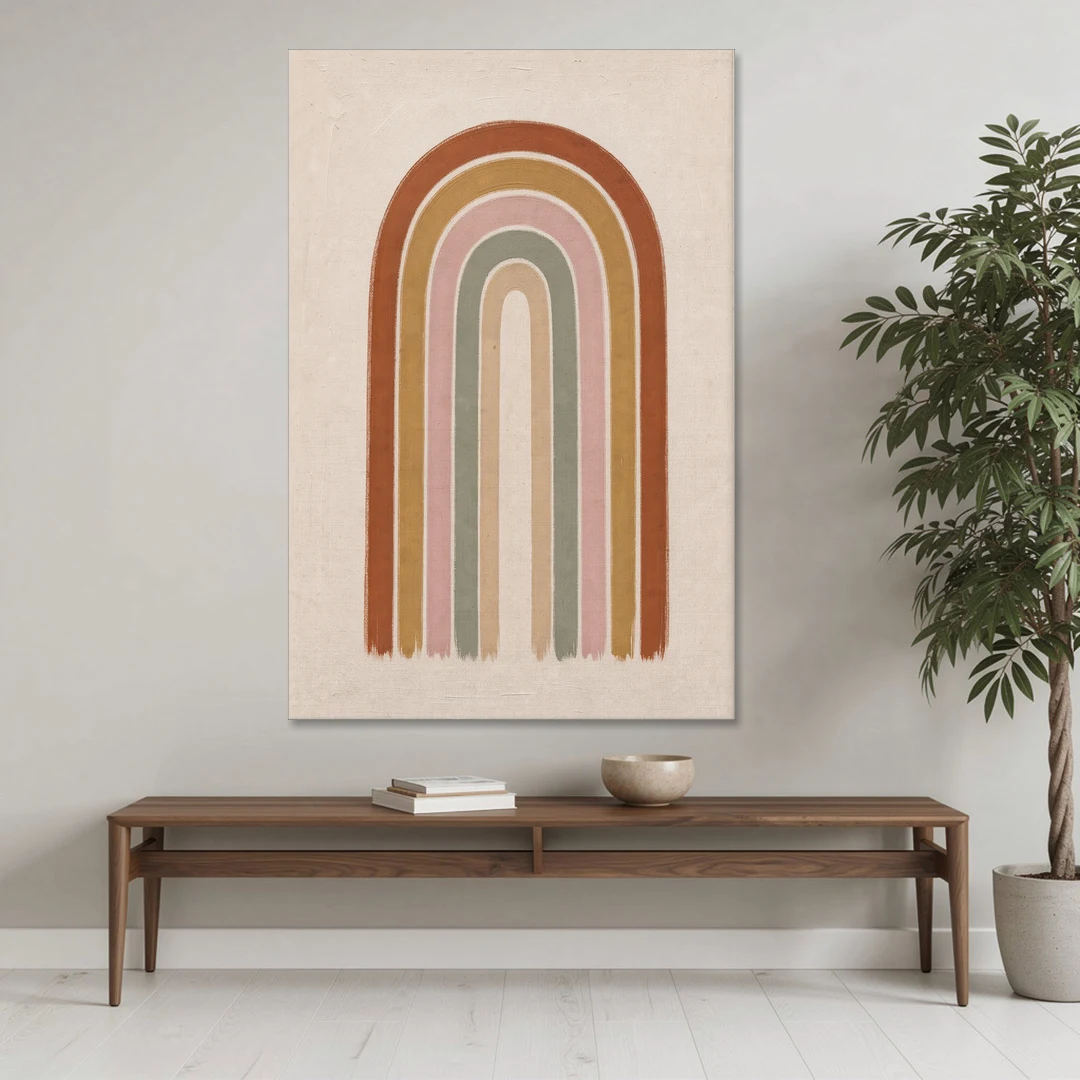 Boho Rainbow Canvas with Tall Painted Bands - Canvas Wall Art - Coffee Table - 40x60