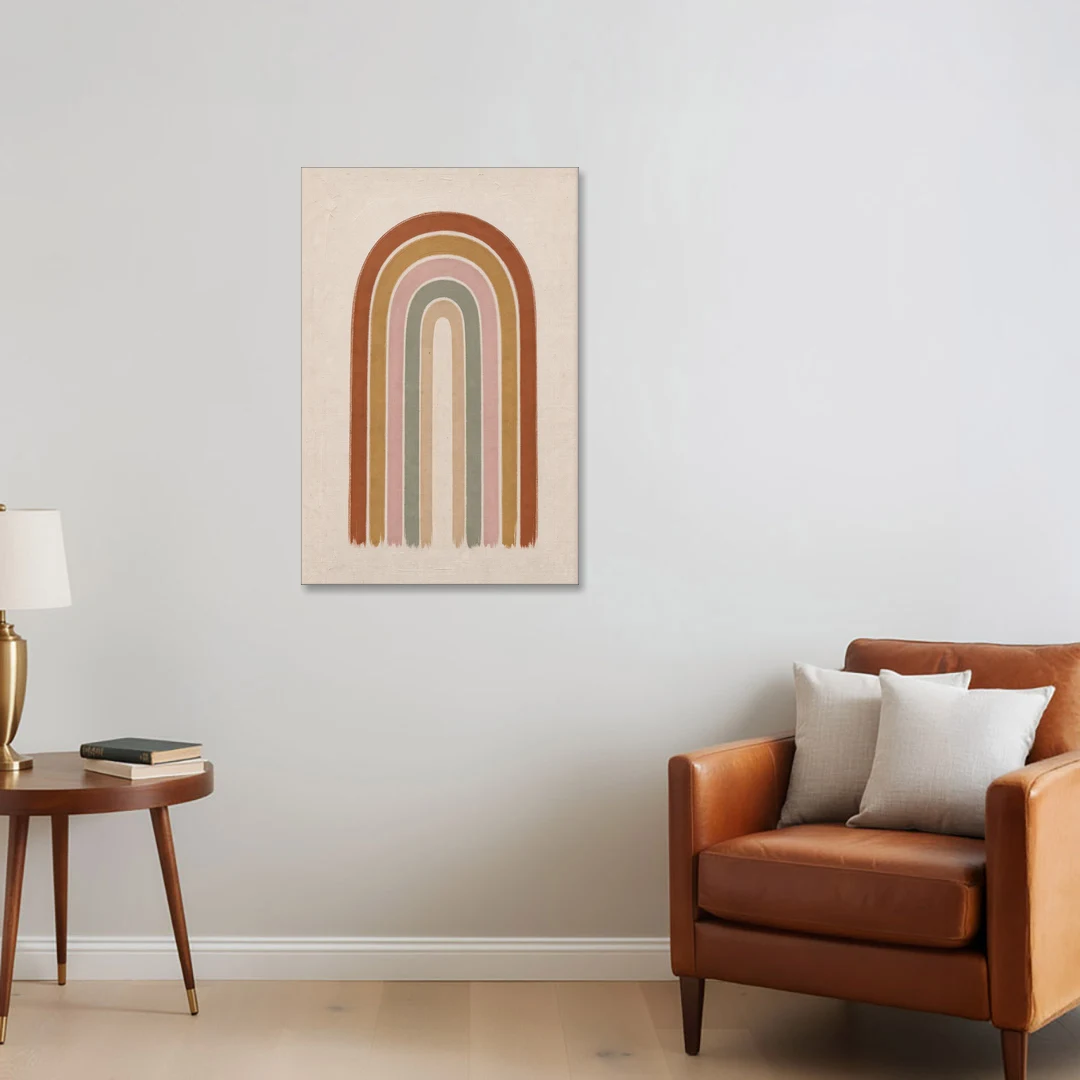 Boho Rainbow Canvas with Tall Painted Bands - Canvas Wall Art - Sofa - 24x36