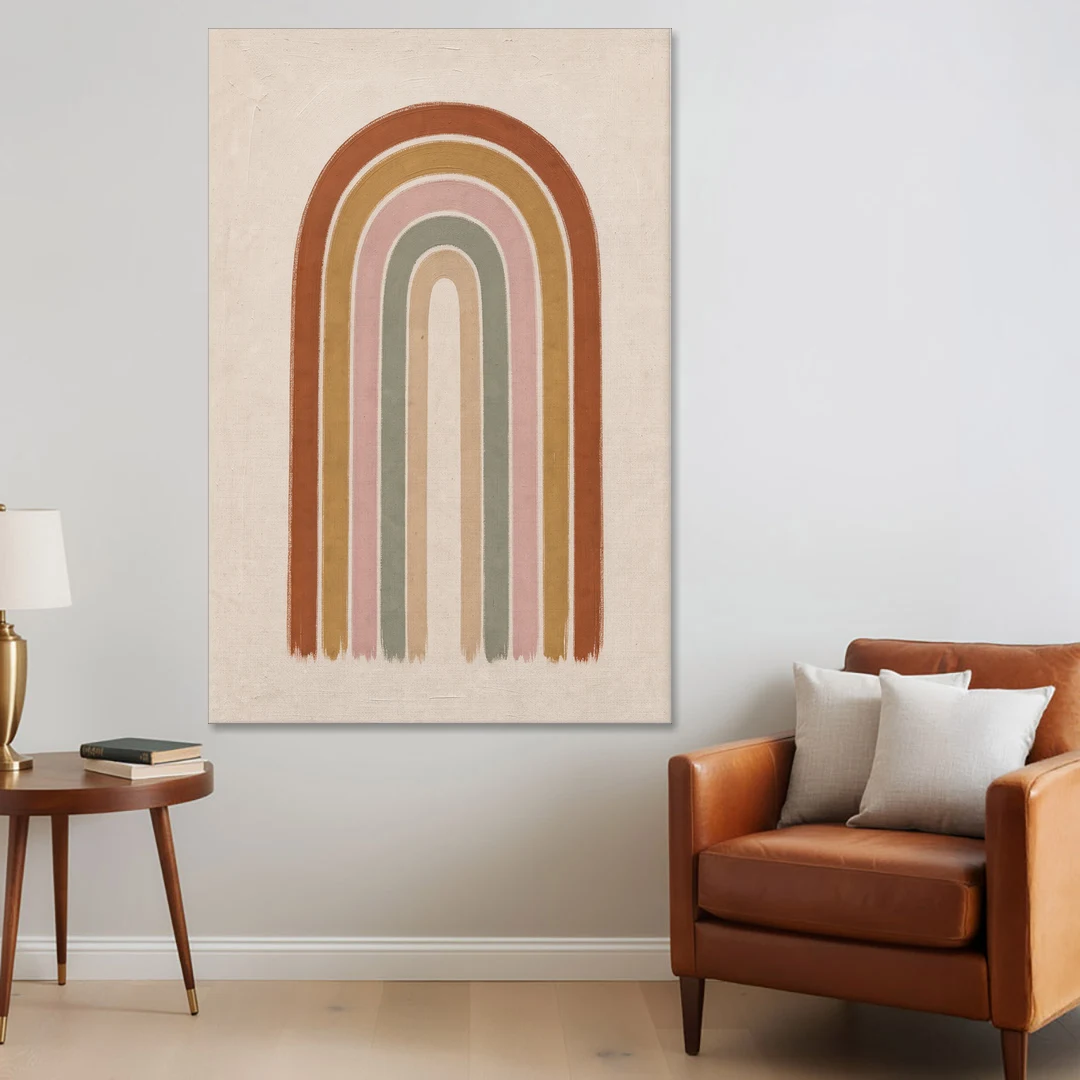 Boho Rainbow Canvas with Tall Painted Bands - Canvas Wall Art - Sofa - 40x60