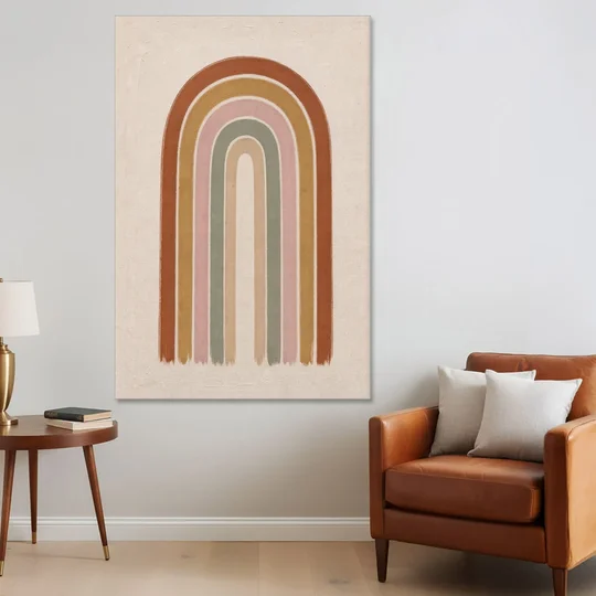 Boho Rainbow Canvas with Tall Painted Bands - Canvas Wall Art - Sofa - 40x60