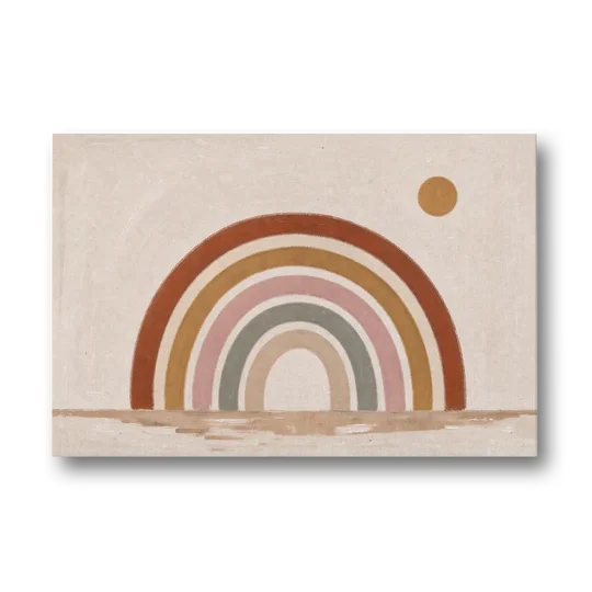 Boho Rainbow Wall Art with a Floating Sun - Canvas Wall Art - Front