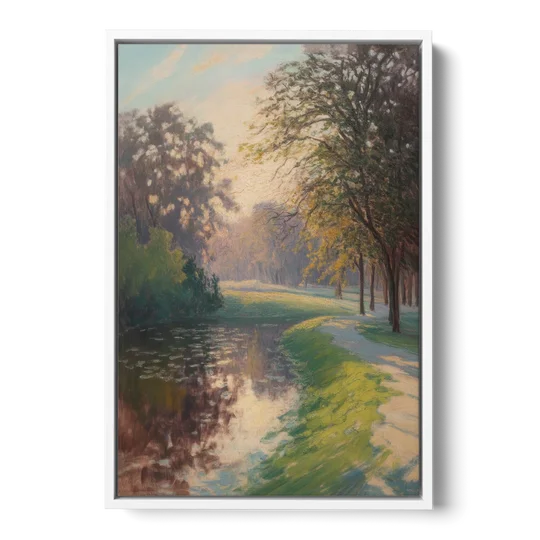 Bois de la Cambre Calm - White Framed Canvas Wall Art - Front