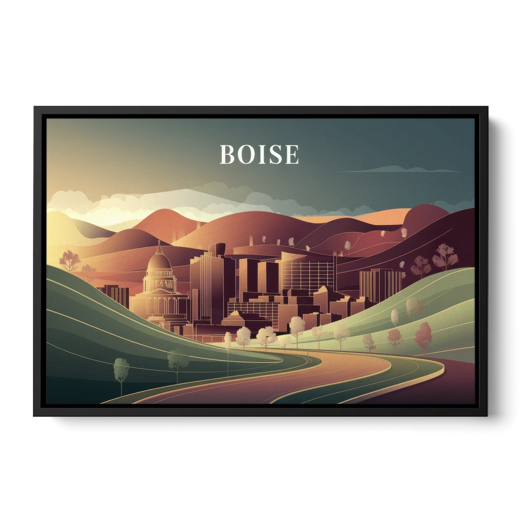 Boise Foothills Landscape - Black Framed Canvas Wall Art - Front