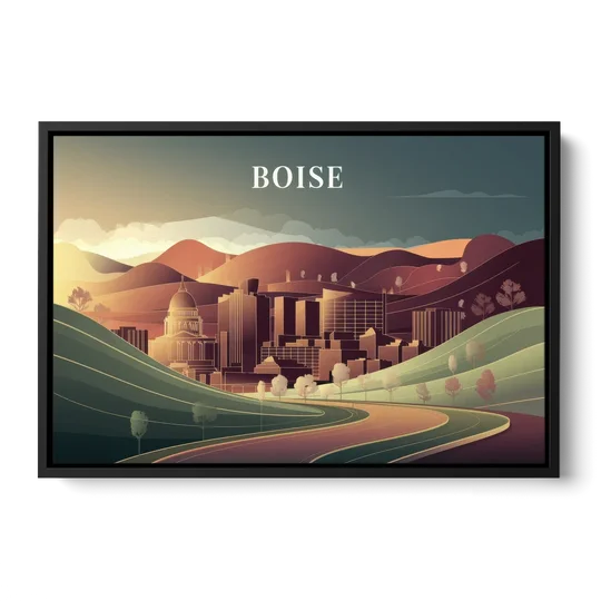 Boise Foothills Landscape - Black Framed Canvas Wall Art - Front