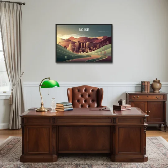 Boise Foothills Landscape - Black Framed Canvas Wall Art - Office - 36x24