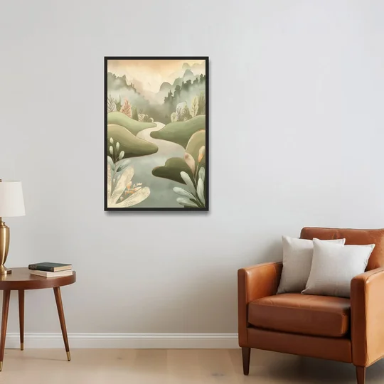 Boise Nature Escape Wilderness - Black Framed Canvas Wall Art - Sofa - 24x36