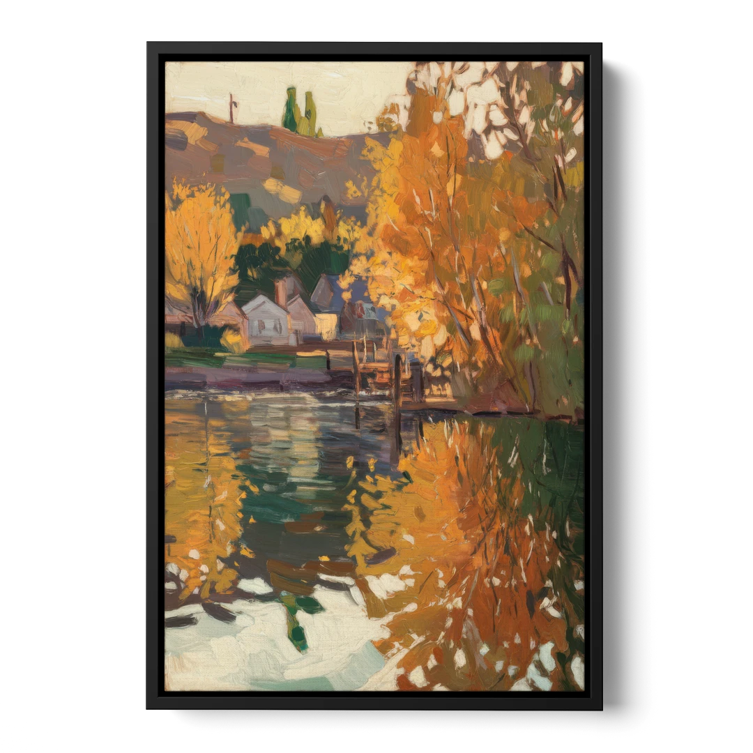 Boise Riverfront Scene - Black Framed Canvas Wall Art - Front
