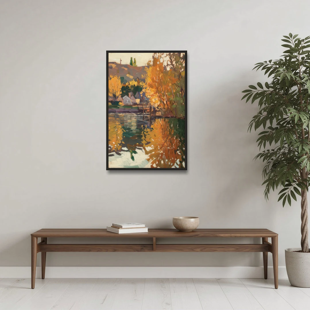Boise Riverfront Scene - Black Framed Canvas Wall Art - Coffee Table - 24x36