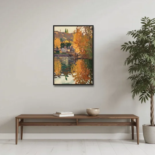 Boise Riverfront Scene - Black Framed Canvas Wall Art - Coffee Table - 24x36