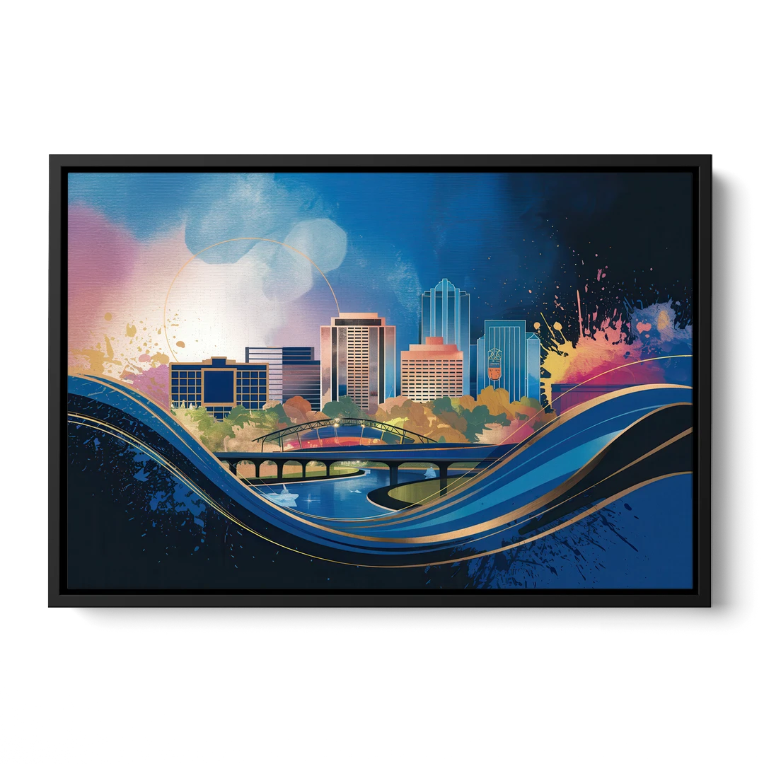 Boise State Skyline - Black Framed Canvas Wall Art - Front