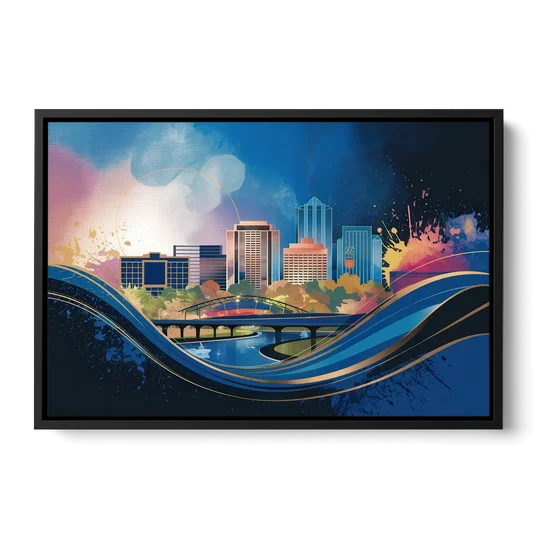 Boise State Skyline - Black Framed Canvas Wall Art - Front
