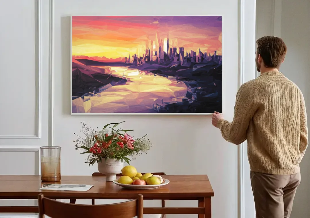 Boise Sunset Serenity canvas wall art above a dining table