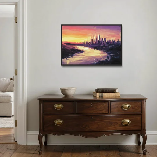 Boise Sunset Serenity - Black Framed Canvas Wall Art - Coffee Table - 36x24