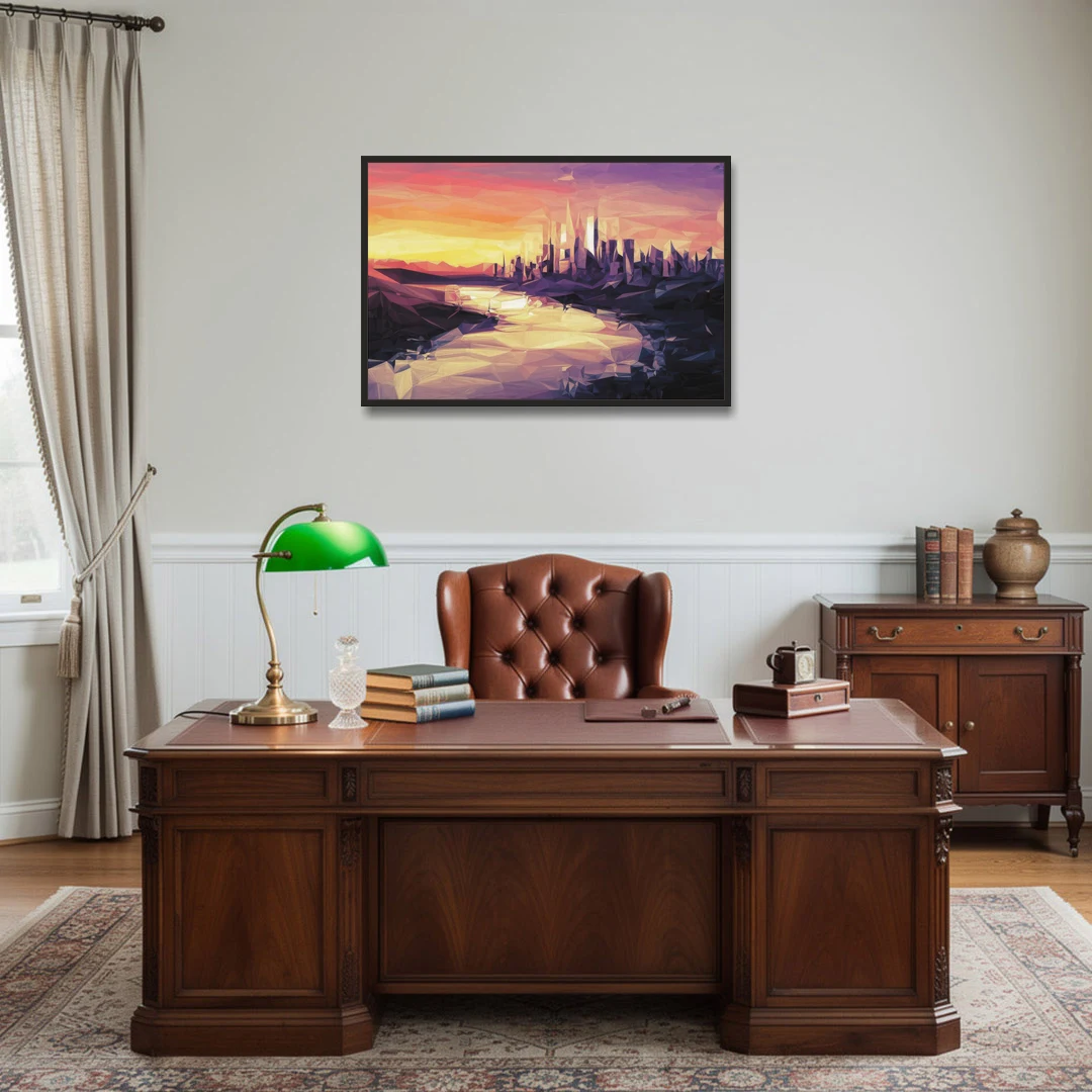 Boise Sunset Serenity - Black Framed Canvas Wall Art - Office - 36x24