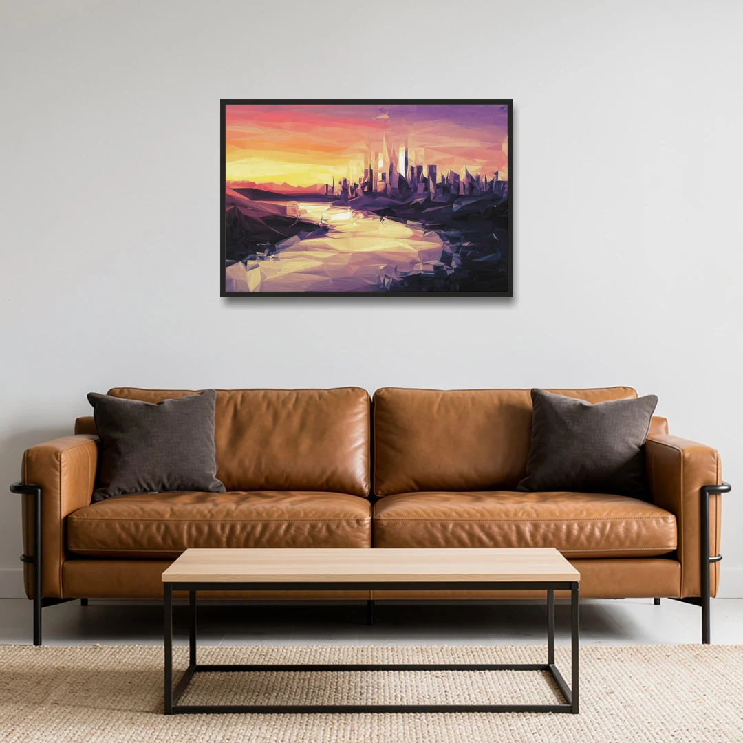 Boise Sunset Serenity - Black Framed Canvas Wall Art - Sofa - 36x24