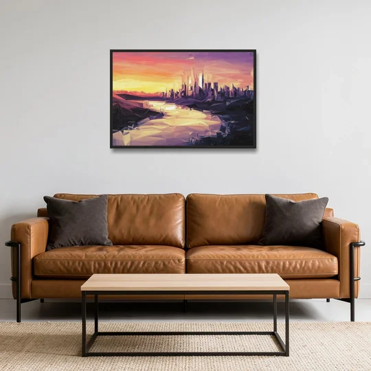 Boise Sunset Serenity - Black Framed Canvas Wall Art - Sofa - 36x24