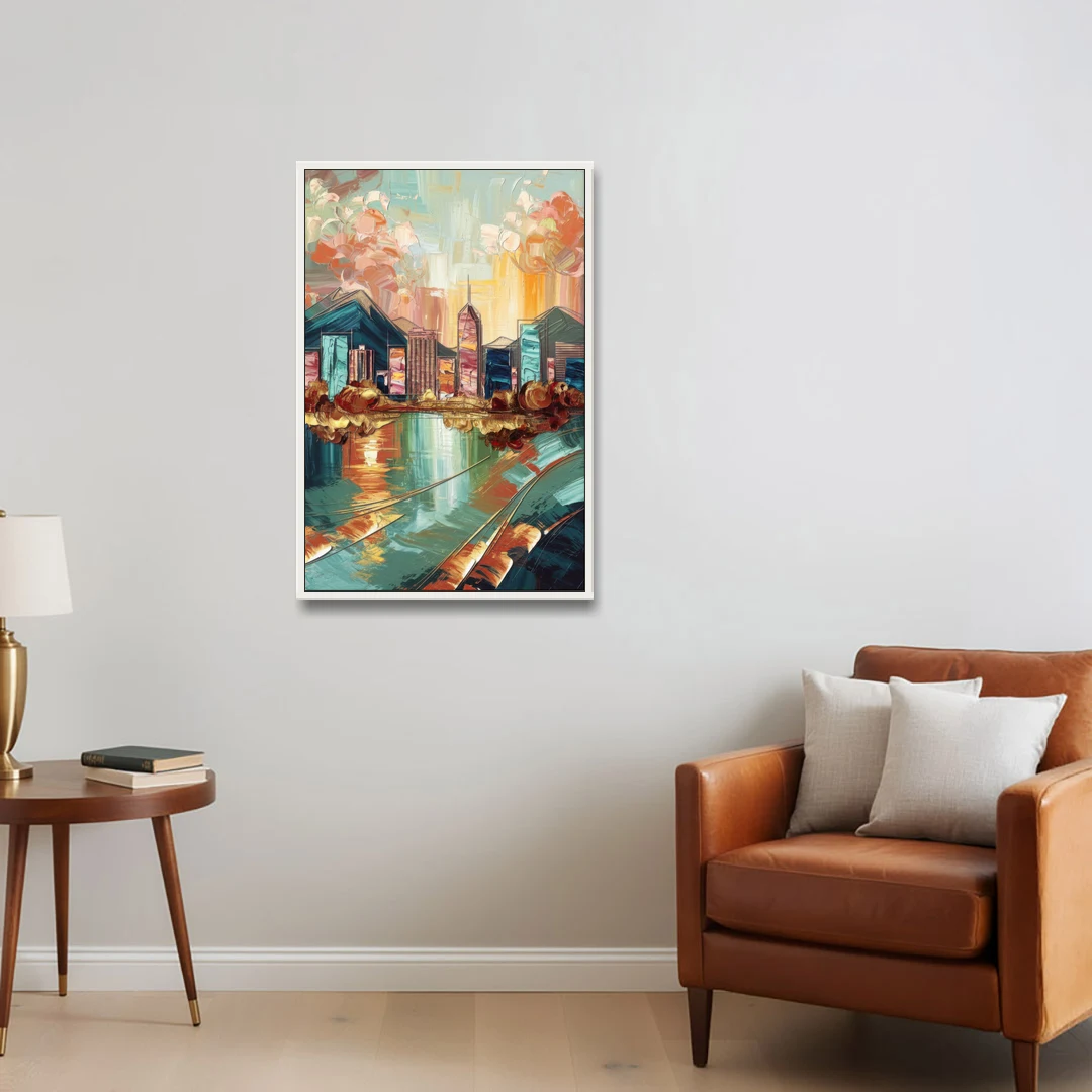 Boise Urban Elegance - White Framed Canvas Wall Art - Sofa - 24x36